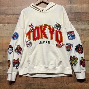 Ikigai Authentic Brand Tokyo Japan Tiger Patch Hoodie Cream Mens L Streetwear
